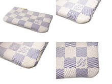 画像をギャラリービューアに読み込む, 新品同様 LOUIS VUITTON ルイヴィトン ポシェット クレ コインケース N62659 ダミエアズールキャンバス ホワイト グレー ゴールド金具 中古 4c068925