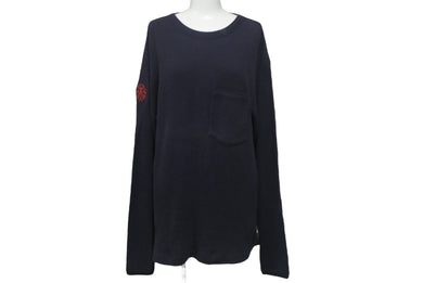 CHROME HEARTS クロムハーツ 長袖サーマルＴシャツ サイズXS 90年代 ダガー FUCK YOU 刺繍 ネイビー レッド コットン 美品 中古 4c068935