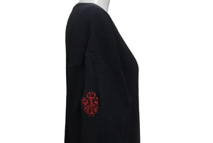 CHROME HEARTS クロムハーツ 長袖サーマルＴシャツ サイズXS 90年代 ダガー FUCK YOU 刺繍 ネイビー レッド コットン 美品 中古 4c068935