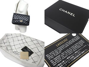 極美品 CHANEL シャネル Wフラップ マトラッセ30 チェーンショルダーバッグ 14番台 キャビアスキン ブラック ゴールド金具 中古 4c068959