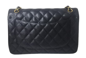 極美品 CHANEL シャネル Wフラップ マトラッセ30 チェーンショルダーバッグ 14番台 キャビアスキン ブラック ゴールド金具 中古 4c068959