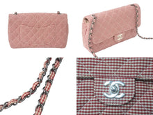 Load image into Gallery viewer, CHANEL シャネル マトラッセ チェーンショルダーバッグ ギンガムチェック 4番台 キャンバス レッド ホワイト 美品 中古 4c068960