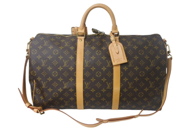 LOUIS VUITTON ルイヴィトン キーポル バンドリエール50 ボストンバッグ M41416 モノグラム PVC レザー ブラウン 美品 中古 4c068962