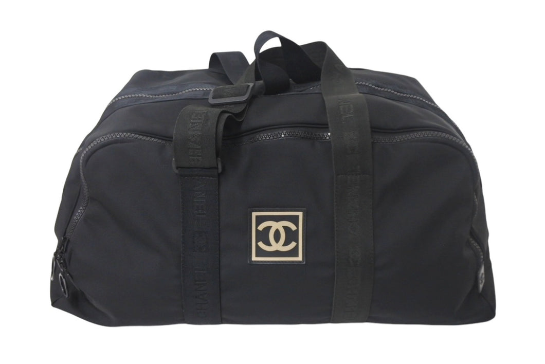 CHANEL シャネル ボストンバッグ 旅行バッグ A19976 スポーツライン ココマーク 7番台 2002年 ナイロン ブラック 美品 中古 4c068969