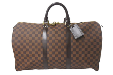 極美品 LOUIS VUITTON ルイ ヴィトン キーポル50 ボストンバッグ N41427 ダミエキャンバス ブラウン ゴールド金具 中古 4c068971
