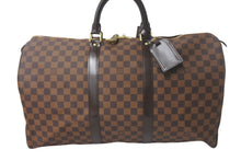 Load image into Gallery viewer, 極美品 LOUIS VUITTON ルイ ヴィトン キーポル50 ボストンバッグ N41427 ダミエキャンバス ブラウン ゴールド金具 中古 4c068971