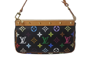 極美品 LOUIS VUITTON ルイヴィトン ポシェットアクセソワール アクセサリーポーチ M92648 モノグラム マルチカラー ブラック 中古 4c068976