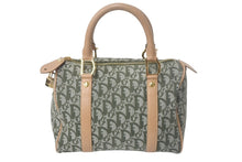 Load image into Gallery viewer, Christian Dior クリスチャンディオール ハンドバッグ トロッター コトンキャンバス グリーン ベージュ 美品 中古 4c068983
