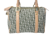Load image into Gallery viewer, Christian Dior クリスチャンディオール ハンドバッグ トロッター コトンキャンバス グリーン ベージュ 美品 中古 4c068983