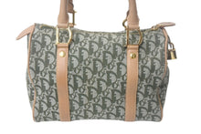 Load image into Gallery viewer, Christian Dior クリスチャンディオール ハンドバッグ トロッター コトンキャンバス グリーン ベージュ 美品 中古 4c068983