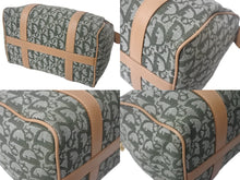 Load image into Gallery viewer, Christian Dior クリスチャンディオール ハンドバッグ トロッター コトンキャンバス グリーン ベージュ 美品 中古 4c068983