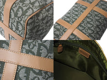 Load image into Gallery viewer, Christian Dior クリスチャンディオール ハンドバッグ トロッター コトンキャンバス グリーン ベージュ 美品 中古 4c068983