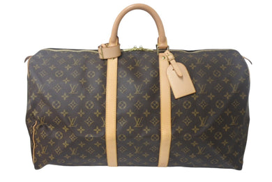 極美品 LOUIS VUITTON ルイヴィトン キーポル55 ボストンバッグ M41424 モノグラム PVC レザー ブラウン 中古 4c068985