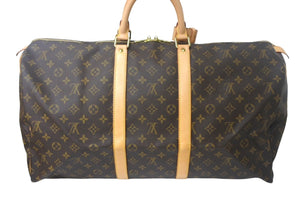 極美品 LOUIS VUITTON ルイヴィトン キーポル55 ボストンバッグ M41424 モノグラム PVC レザー ブラウン 中古 4c068985