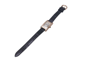 極美品 CARTIER カルティエ クオーツ 時計 タンク アメリカン W2607456 QZ PG 革ベルト ピンクゴールド シルバー文字盤 ブラック 中古 4c068993