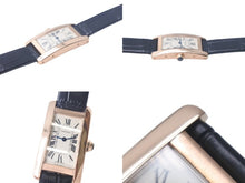 Load image into Gallery viewer, 極美品 CARTIER カルティエ クオーツ 時計 タンク アメリカン W2607456 QZ PG 革ベルト ピンクゴールド シルバー文字盤 ブラック 中古 4c068993