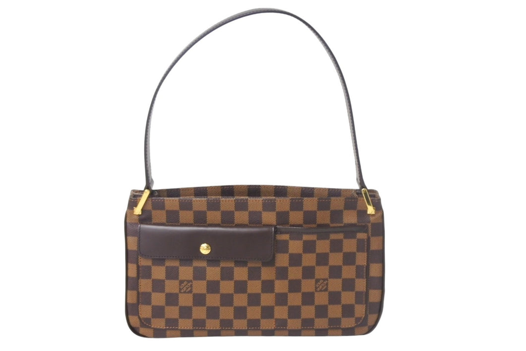 極美品 LOUIS VUITTON ルイヴィトン オーバーニュ ワンショルダーバッグ N51129 ダミエエベヌ ブラウン ゴールド金具 中古 4c069000