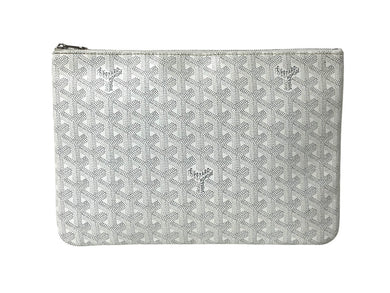 GOYARD ゴヤール セナMM クラッチバッグ SENAT2MMLTY50CL50P キャンバス カーフスキン ホワイト 美品 中古 4c069002