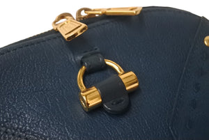 イヴサンローラン イブサンローラン ミニミューズ 2WAYチェーンショルダーバッグ レザー ブルー ゴールド金具 美品 中古 4c069008 