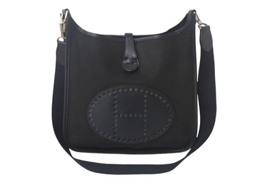 HERMES エルメス エヴリン1PM ショルダーバッグ ブラック トワルアッシュ ヴォースイフト ☐H刻印 シルバー金具 美品 中古 4c069015