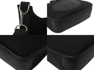 HERMES エルメス エヴリン1PM ショルダーバッグ ブラック トワルアッシュ ヴォースイフト ☐H刻印 シルバー金具 美品 中古 4c069015