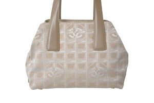 CHANEL シャネル ニュートラベルライン ハンドバッグ ココマーク 9番台 キャンバス レザー ベージュ ゴールド金具 美品 中古 4c069018