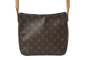 LOUIS VUITTON ルイヴィトン ルーピングMM ハンドバッグ M51146 モノグラム ゴールド金具 ブラウン 美品 中古 4c069020