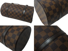 Load image into Gallery viewer, LOUIS VUITTON ルイヴィトン パピヨンPM 26 ハンドバック ダミエ N51304 筒型 ドラム型 エベヌ ブラウン 美品 中古 4c069026