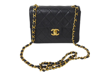 CHANEL シャネル ミニマトラッセ ショルダーバッグ ココマーク 4番台 ラムスキン ブラック ゴールド金具 美品 中古 4c069028