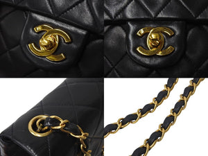 CHANEL シャネル ミニマトラッセ ショルダーバッグ ココマーク 4番台 ラムスキン ブラック ゴールド金具 美品 中古 4c069028