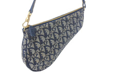 画像をギャラリービューアに読み込む, Christian Dior クリスチャンディオール トロッター サドルバッグ ワンショルダーバッグ サドルポーチ MC1012 ネイビー ゴールド金具 美品 中古 4c069039