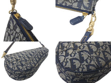 画像をギャラリービューアに読み込む, Christian Dior クリスチャンディオール トロッター サドルバッグ ワンショルダーバッグ サドルポーチ MC1012 ネイビー ゴールド金具 美品 中古 4c069039