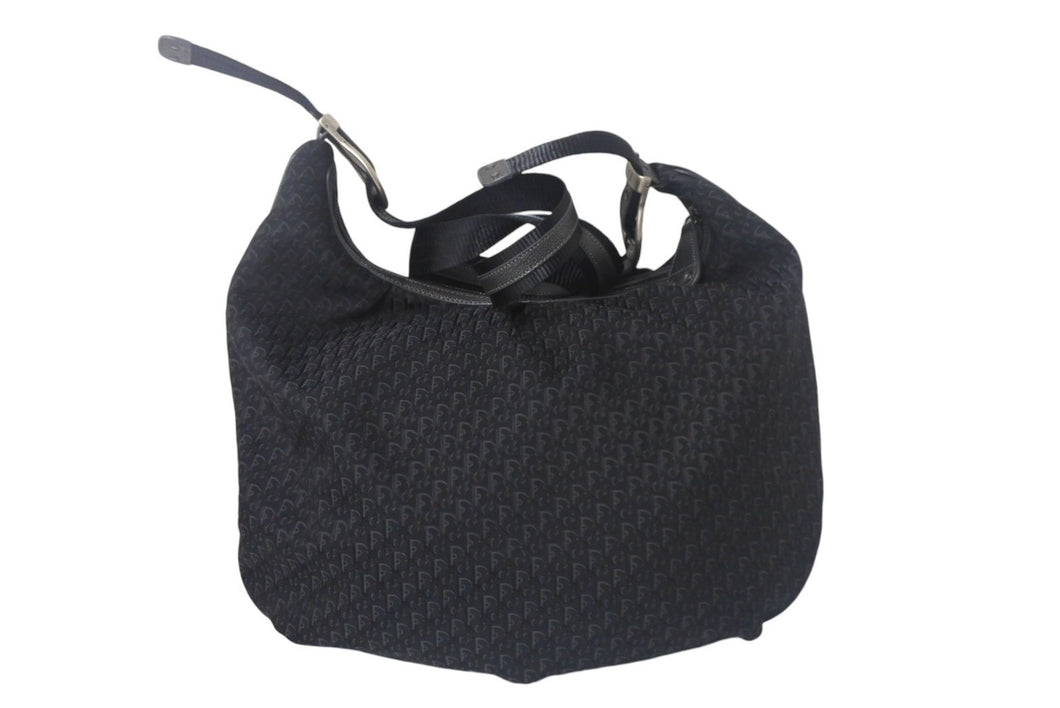 ChristianDior クリスチャンディオール ショルダーバッグ 15-B0-0057 トロッターライン キャンバス レザー ブラック 美品 中古 4c069044