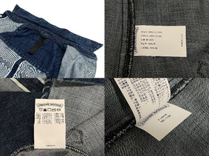 極美品 CHROME HEARTS クロムハーツ 長袖シャツ サイズXL クロスボール クロスパッチ デニム ブルー コットン シルバー925 中古 4c069053