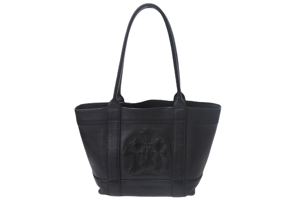 CHROME HEARTS クロムハーツ セメタリークロスパッチ ハンドバッグ ブラック レザー シルバー925 美品 中古 4c069064