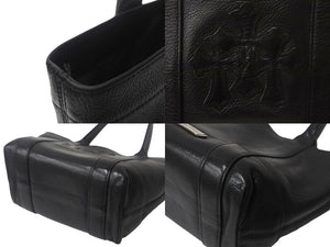 CHROME HEARTS クロムハーツ セメタリークロスパッチ ハンドバッグ ブラック レザー シルバー925 美品 中古 4c069064