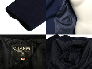 CHANEL シャネル テーラードジャケット スーツ ココマークボタン ネイビー ゴールド金具 美品 中古 4c069083