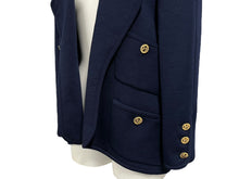 Load image into Gallery viewer, CHANEL シャネル テーラードジャケット スーツ ココマークボタン ネイビー ゴールド金具 美品 中古 4c069083