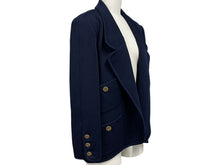 Load image into Gallery viewer, CHANEL シャネル テーラードジャケット スーツ ココマークボタン ネイビー ゴールド金具 美品 中古 4c069083