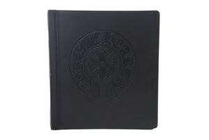CHROME HEARTS クロムハーツ レザーアジェンダ バインダー CHプラス ホースシュー エンボス加工 ブラック シルバー925 良品 中古 4c069087