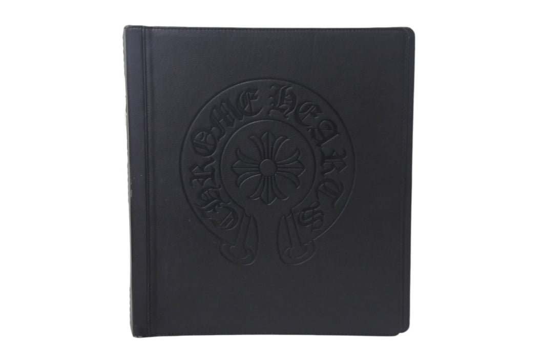 CHROME HEARTS クロムハーツ レザーアジェンダ バインダー CHプラス ホースシュー エンボス加工 ブラック シルバー925 良品 中古 4c069087