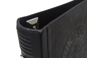 CHROME HEARTS クロムハーツ レザーアジェンダ バインダー CHプラス ホースシュー エンボス加工 ブラック シルバー925 良品 中古 4c069087