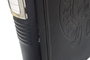 CHROME HEARTS クロムハーツ レザーアジェンダ バインダー CHプラス ホースシュー エンボス加工 ブラック シルバー925 良品 中古 4c069087