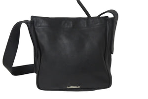CHROME HEARTS クロムハーツ クロスパッチ レザーメールバッグ ショルダーバッグ レザーパッチ ブラック シルバ−925 美品 中古 4c069088