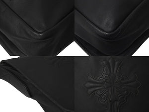 CHROME HEARTS クロムハーツ クロスパッチ レザーメールバッグ ショルダーバッグ レザーパッチ ブラック シルバ−925 美品 中古 4c069088