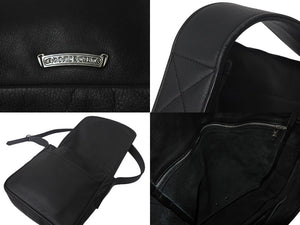 CHROME HEARTS クロムハーツ クロスパッチ レザーメールバッグ ショルダーバッグ レザーパッチ ブラック シルバ−925 美品 中古 4c069088