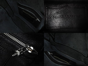 CHROME HEARTS クロムハーツ クロスパッチ レザーメールバッグ ショルダーバッグ レザーパッチ ブラック シルバ−925 美品 中古 4c069088