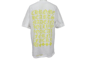 極美品 CHROME HEARTS クロムハーツ ホースシュー プリント ロゴ 半袖Ｔシャツ ハリウッド限定 ホワイト イエロー コットン サイズM 中古 4c069094