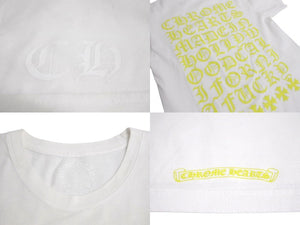 極美品 CHROME HEARTS クロムハーツ ホースシュー プリント ロゴ 半袖Ｔシャツ ハリウッド限定 ホワイト イエロー コットン サイズM 中古 4c069094