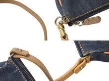 Load image into Gallery viewer, Christian Dior クリスチャンディオール ハンドバッグ ミニ サドルバッグ ネイビー ブラウン デニム レザー ゴールド金具 美品 中古 4c069099